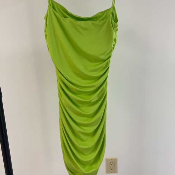 COPY - Revolve Superdown Sierra Ruched Mini Dress Neon Green - Picture 5 of 6
